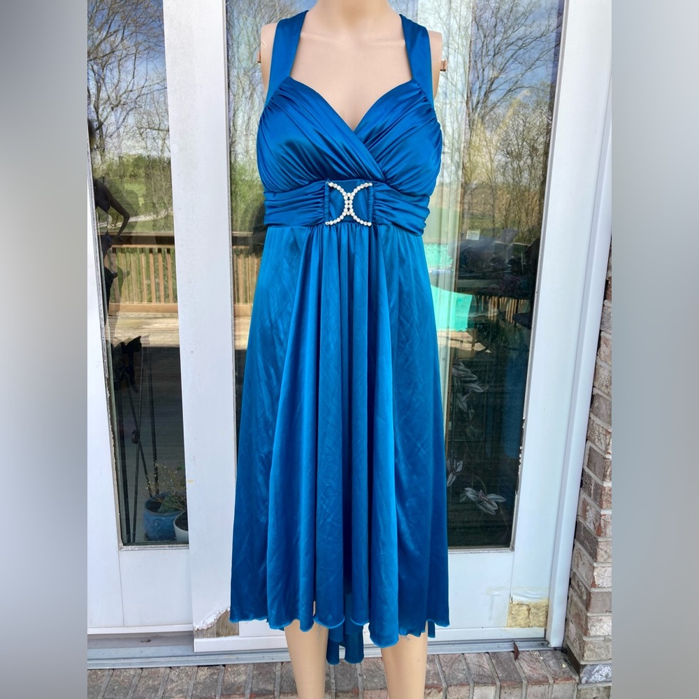 2X Y2K Style Teal Formal City Triangles Prom Dress